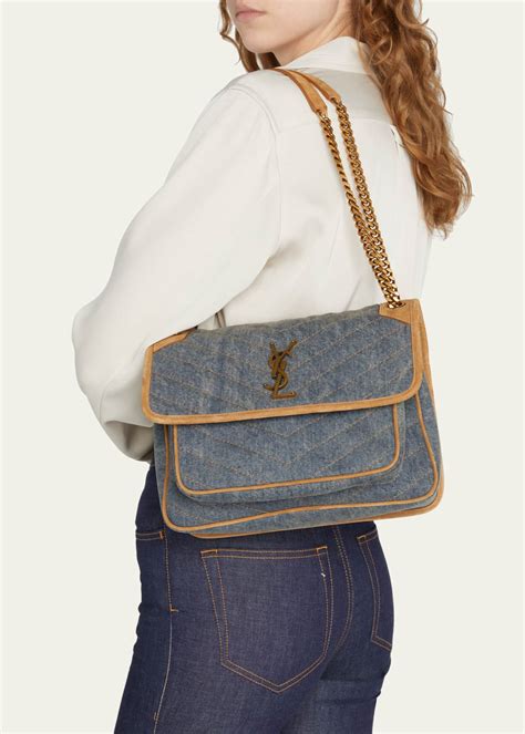 ysl quilted denim bag|yves saint laurent shoulder bag.